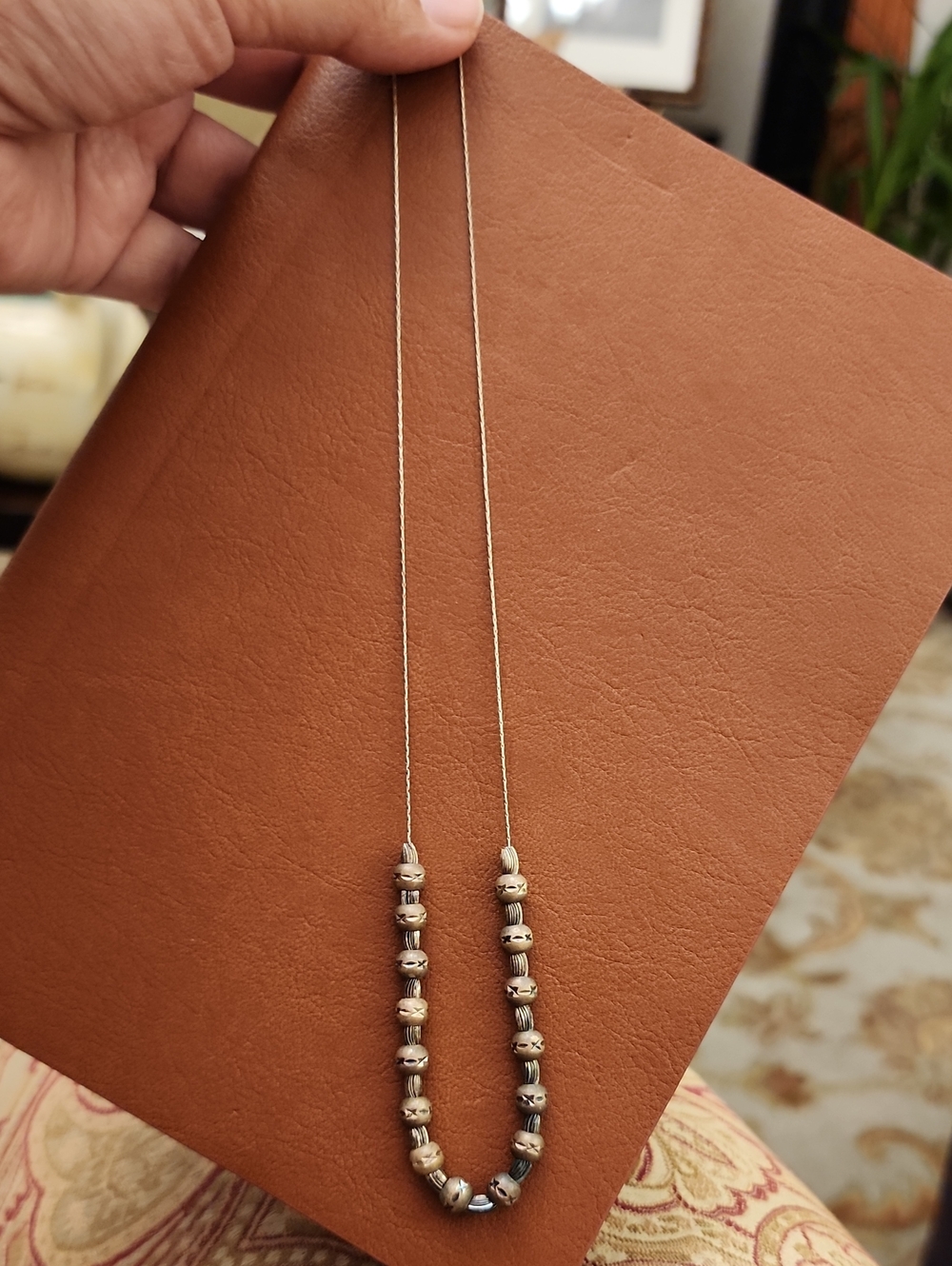 Handmade Sterling Silver Beaded Necklace - Silver Color